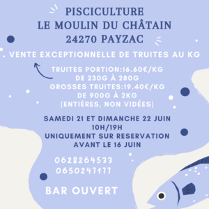 Vente truites juin 2025